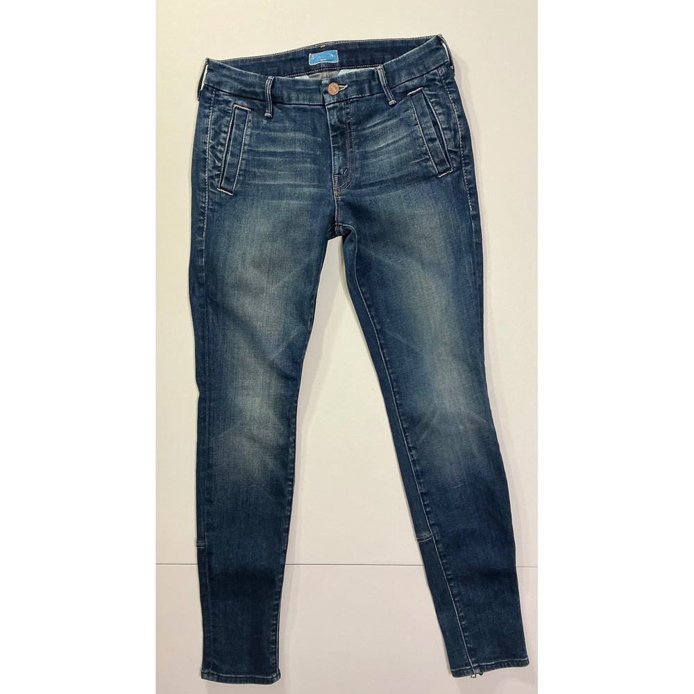 MOTHER Denim Zip Welt Muse Jeans Eye Candy Womens Sz 27 Skinny Zipper Ankle Blue